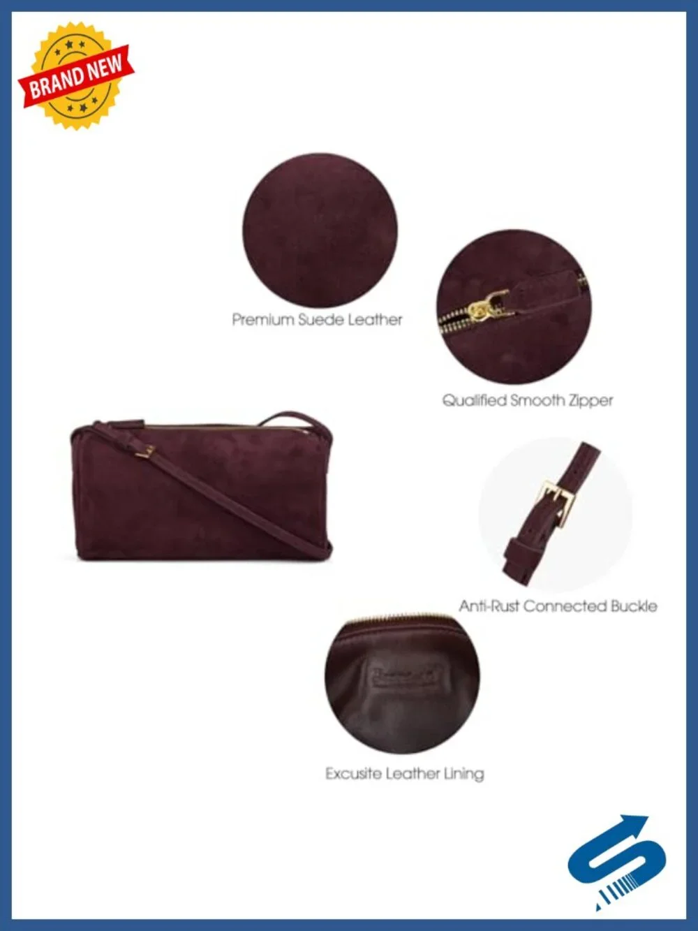 Suede Leather Hobo Crossbody Bag for Women with Adjustable Strap